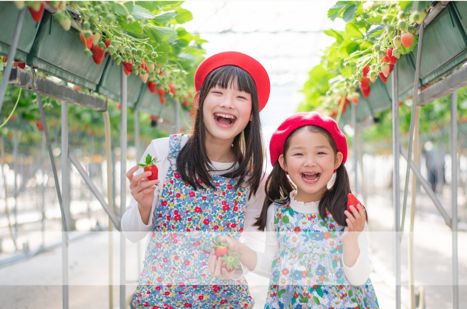 電車に乗って、いちご狩りに行こう！